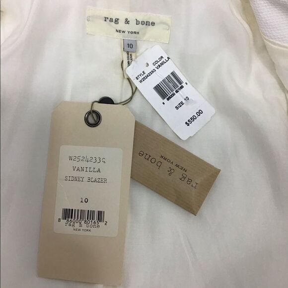 Rag & Bone Sidney Ecru White Blazer Vanilla Hourglass Blazer New Size 10 - Picture 7 of 9